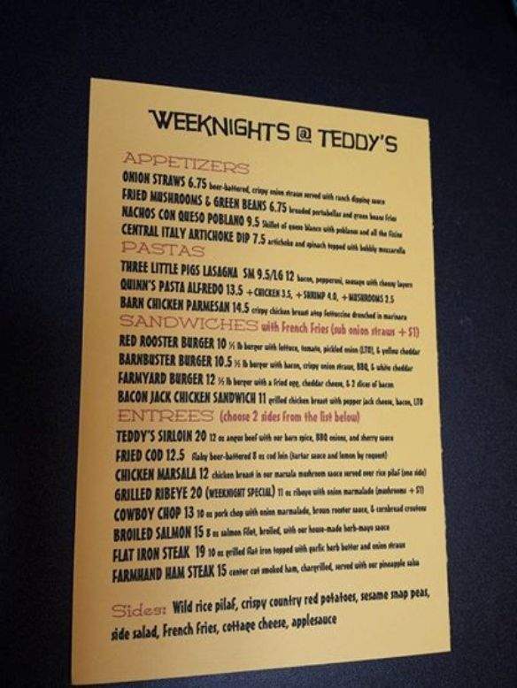 Teddys Barn And Grill - Anamosa, IA menu_pic