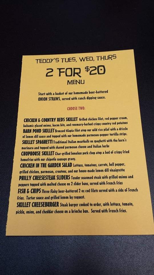 Teddys Barn And Grill - Anamosa, IA menu_pic