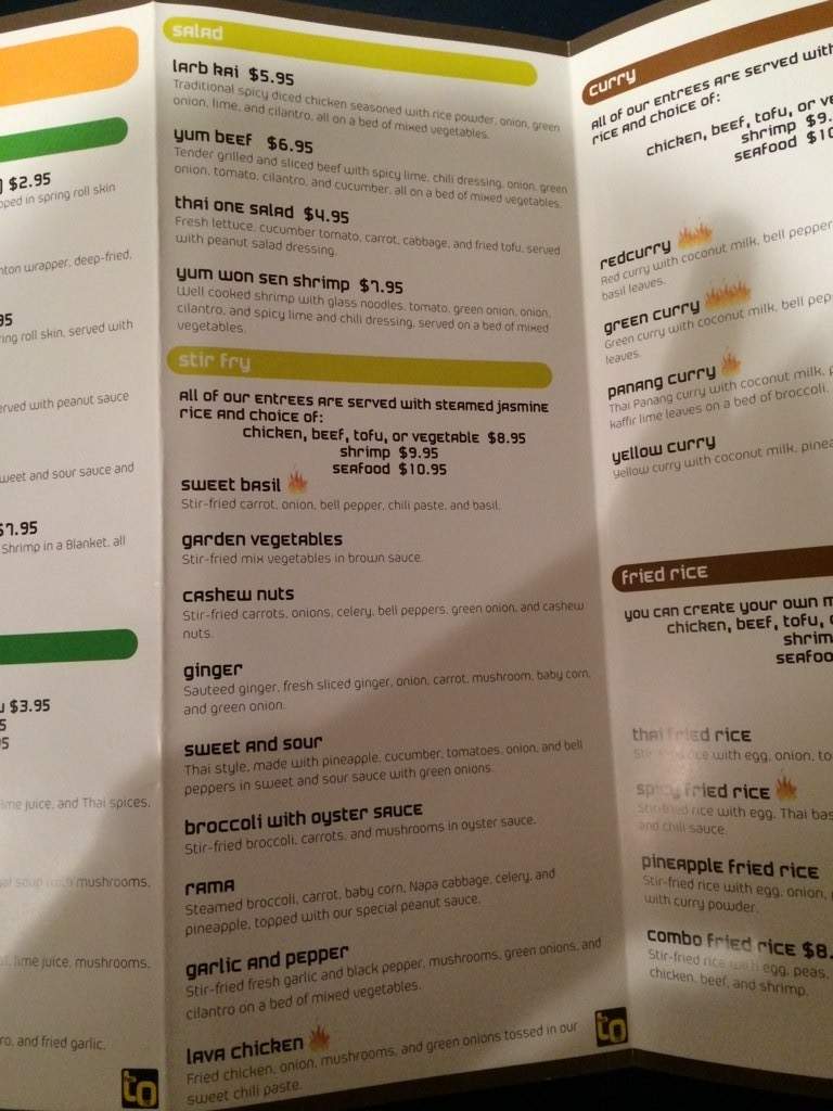 Thai One - Greeley, CO menu_pic