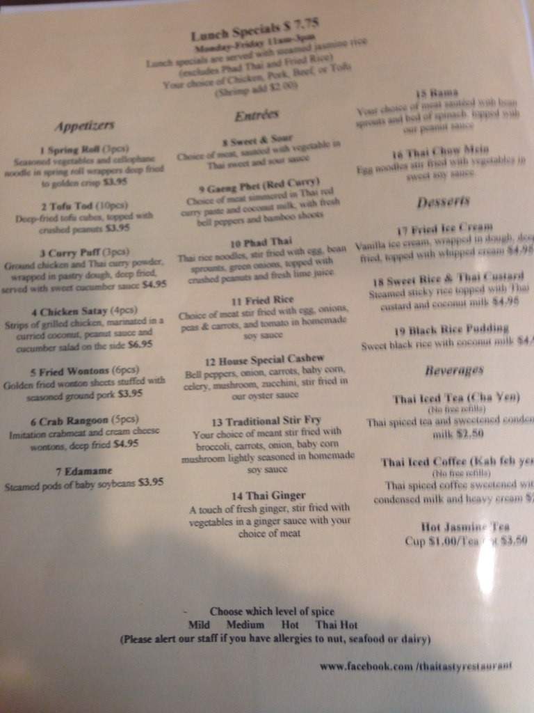Thai Tasty - Jackson, MS menu_pic