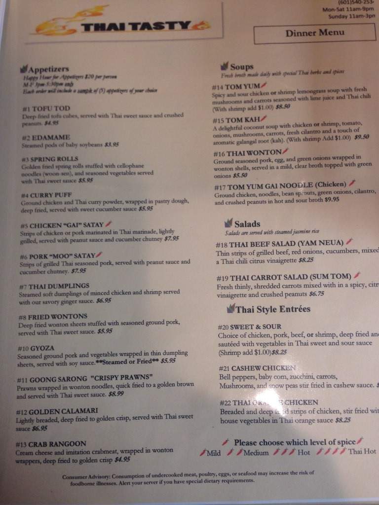 Thai Tasty - Jackson, MS menu_pic