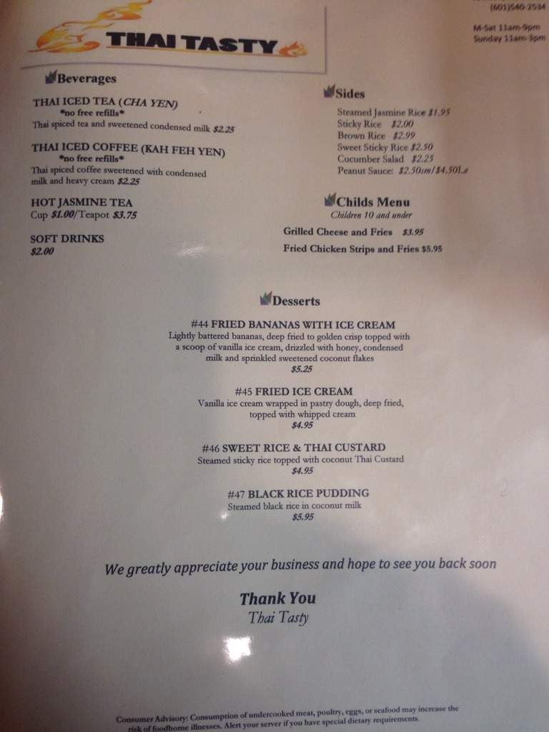 Thai Tasty - Jackson, MS menu_pic