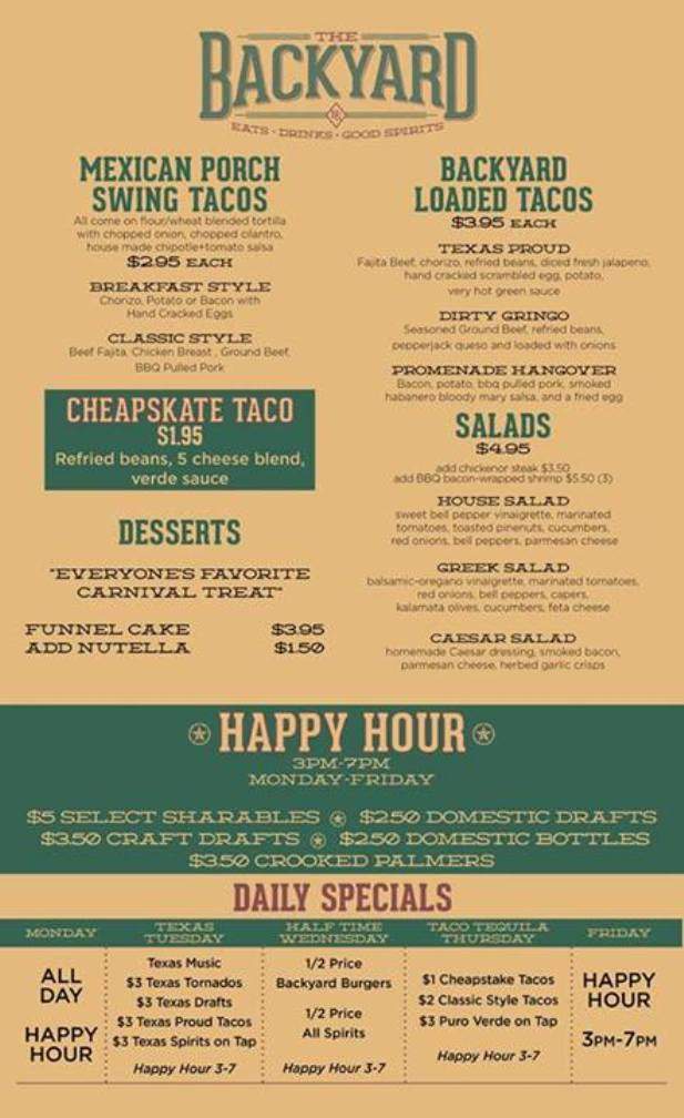 The Backyard - College Station, TX menu_pic