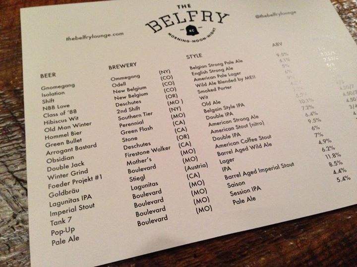 The Belfry - Kansas City, MO menu_pic