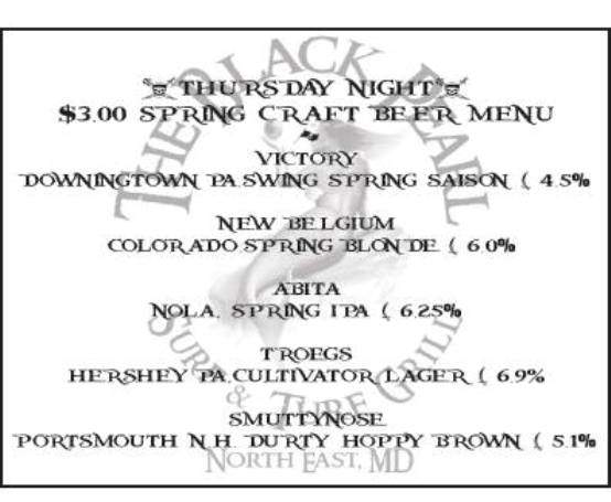 The Black Pearl Surf & Turf Grill - North East, MD menu_pic