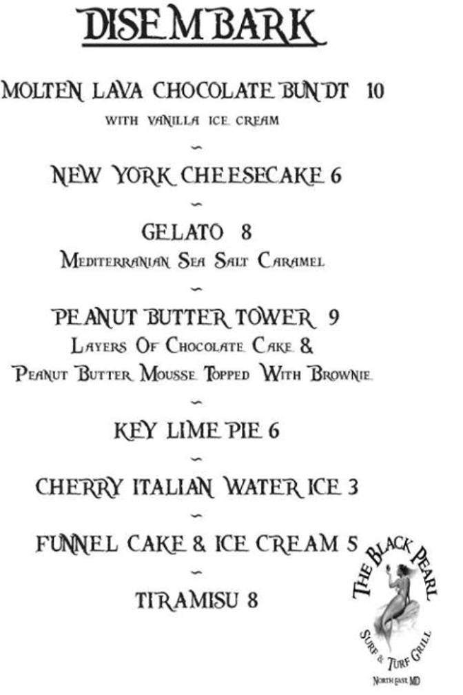 The Black Pearl Surf & Turf Grill - North East, MD menu_pic