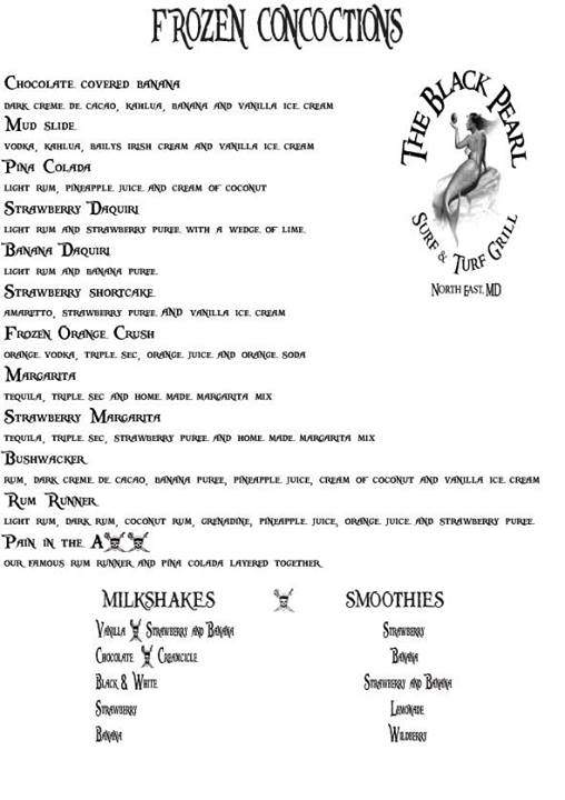 The Black Pearl Surf & Turf Grill - North East, MD menu_pic