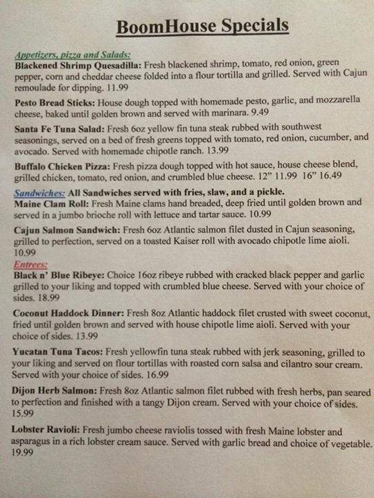 The Boomhouse - Old Town, ME menu_pic