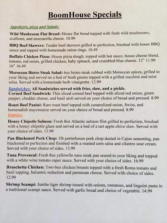 The Boomhouse - Old Town, ME menu_pic