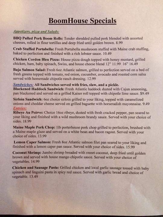 The Boomhouse - Old Town, ME menu_pic