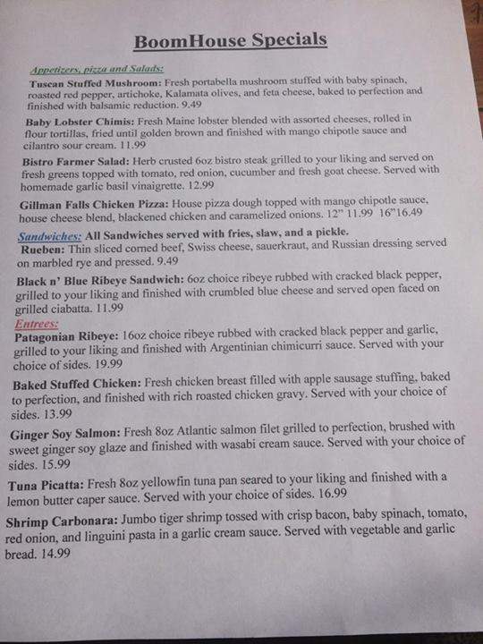 The Boomhouse - Old Town, ME menu_pic