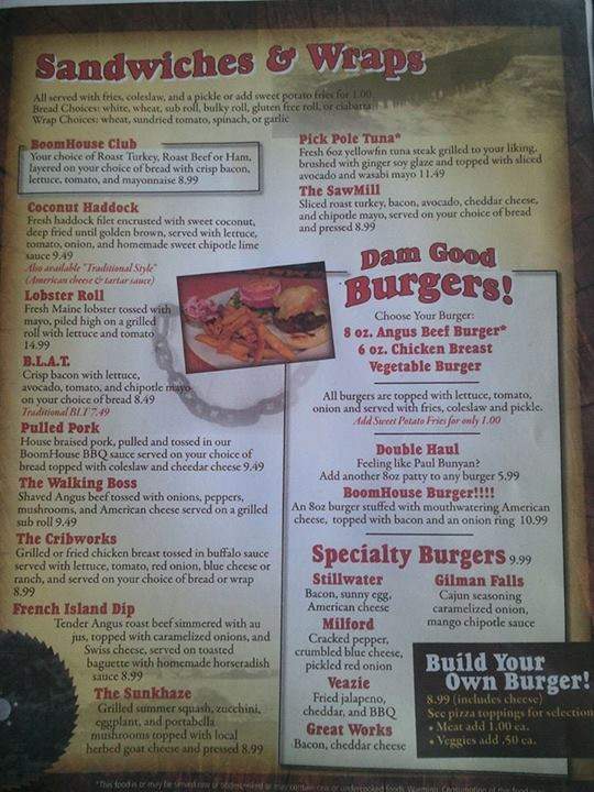 The Boomhouse - Old Town, ME menu_pic