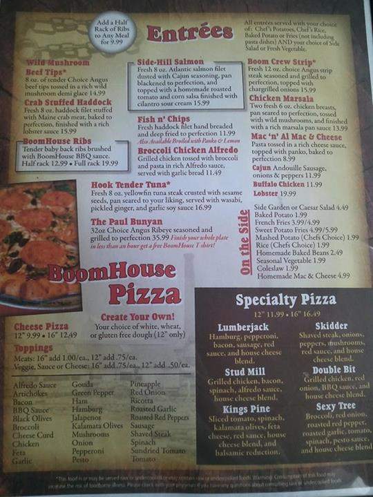 The Boomhouse - Old Town, ME menu_pic