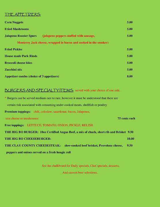 The Brickyard - Green Cove Springs, FL menu_pic