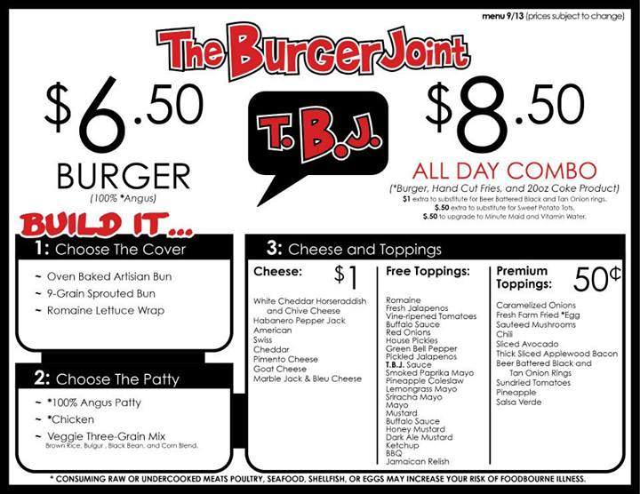 The Burger Joint - Columbus, GA menu_pic