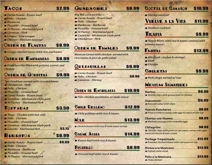 The Charros Brothers - Fort Myers Beach, FL menu_pic