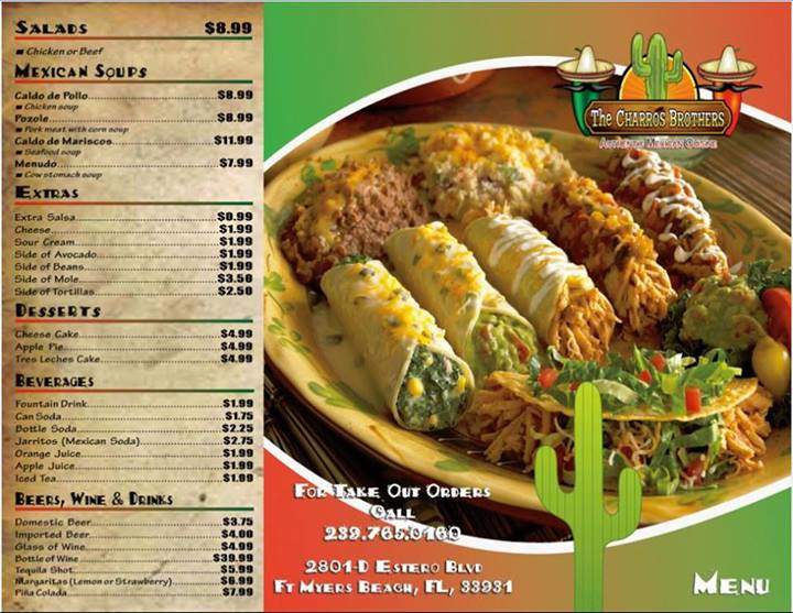 The Charros Brothers - Fort Myers Beach, FL menu_pic