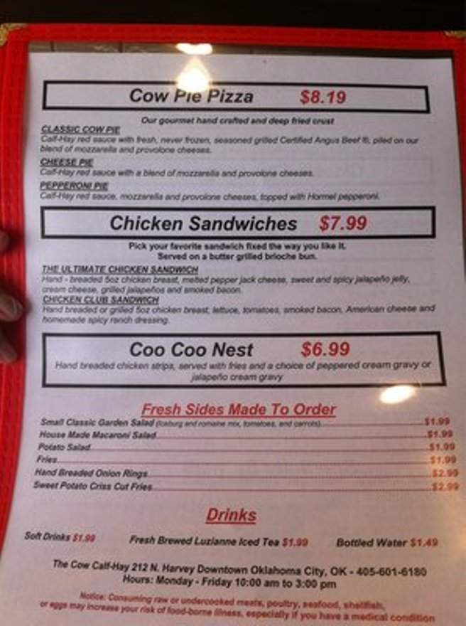 The Cow Calf-Hay - Oklahoma City, OK menu_pic