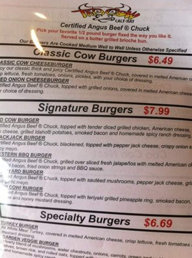 The Cow Calf-Hay - Oklahoma City, OK menu_pic