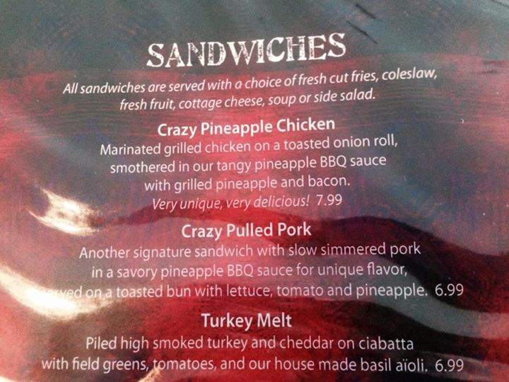 The Crazy Pineapple - Cambridge Springs, PA menu_pic