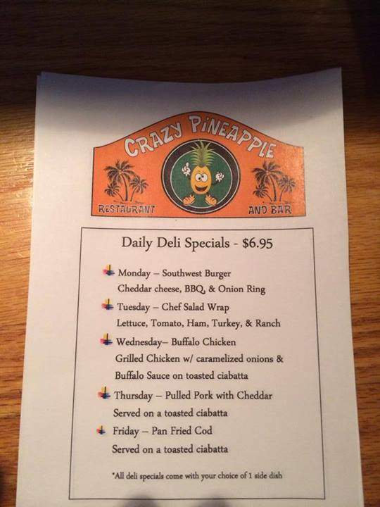 The Crazy Pineapple - Cambridge Springs, PA menu_pic