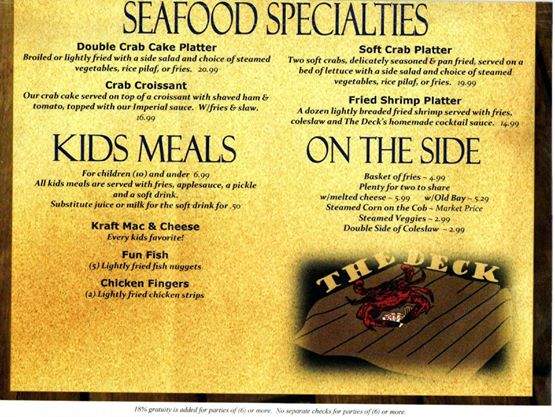 The Deck Crab House - Edgewood, MD menu_pic