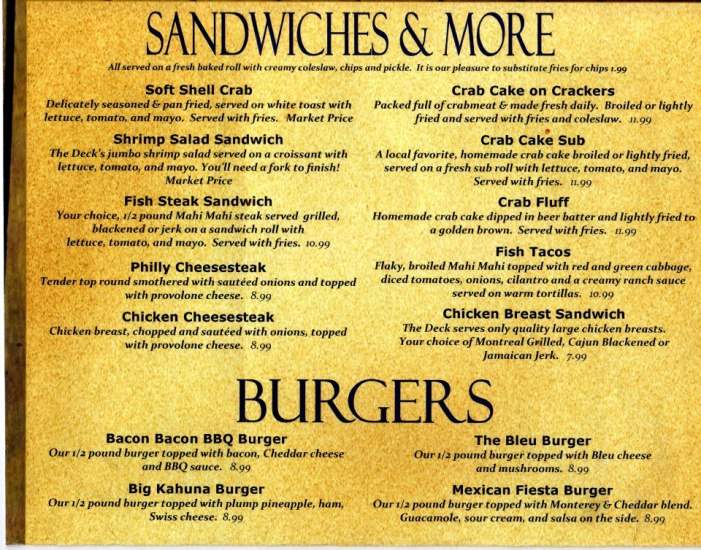 The Deck Crab House - Edgewood, MD menu_pic