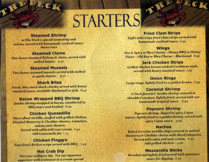 The Deck Crab House - Edgewood, MD menu_pic