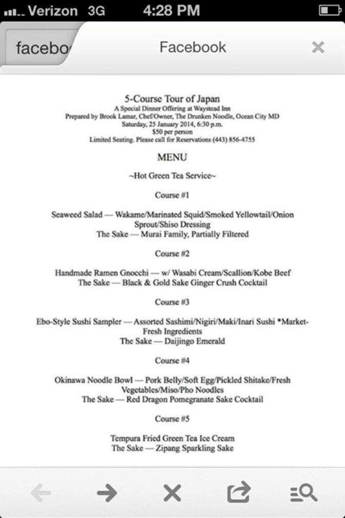 The Drunken Noodle - Ocean City, MD menu_pic