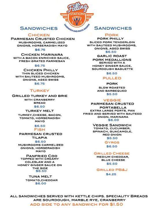 The Filling Station - Mineral Point, WI menu_pic