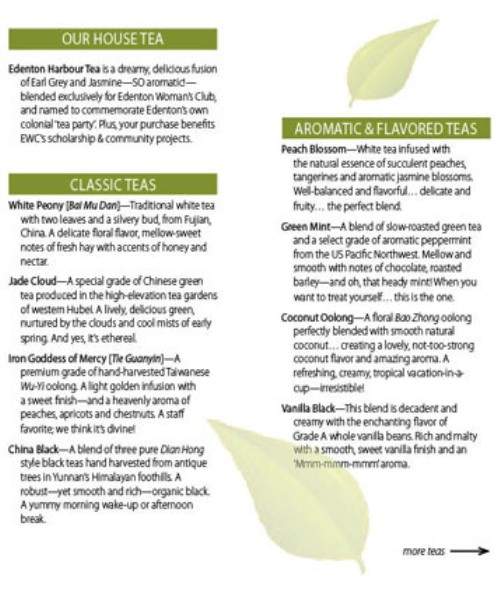 The Garden of Readin', The Used Book Shop & Tea Room - Edenton, NC menu_pic