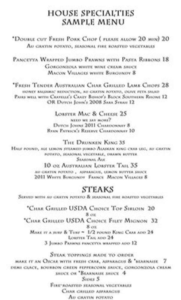 The Hideaway - Cashmere, WA menu_pic