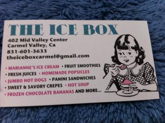 The Ice Box - Carmel, CA menu_pic