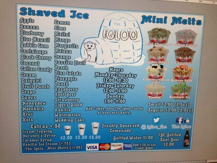 The Igloo - Conway, AR menu_pic