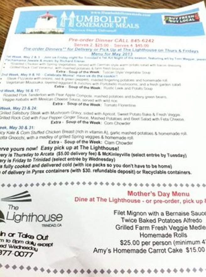 The Lighthouse Grill - Trinidad, CA menu_pic