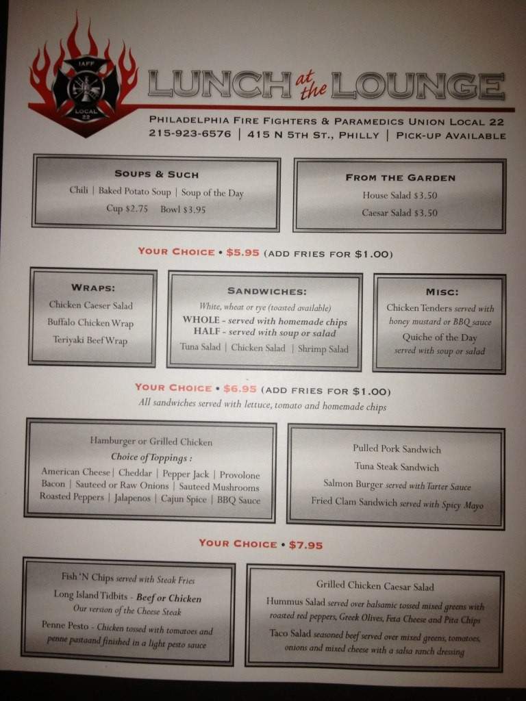The Lounge at Local 22 - Philadelphia, PA menu_pic