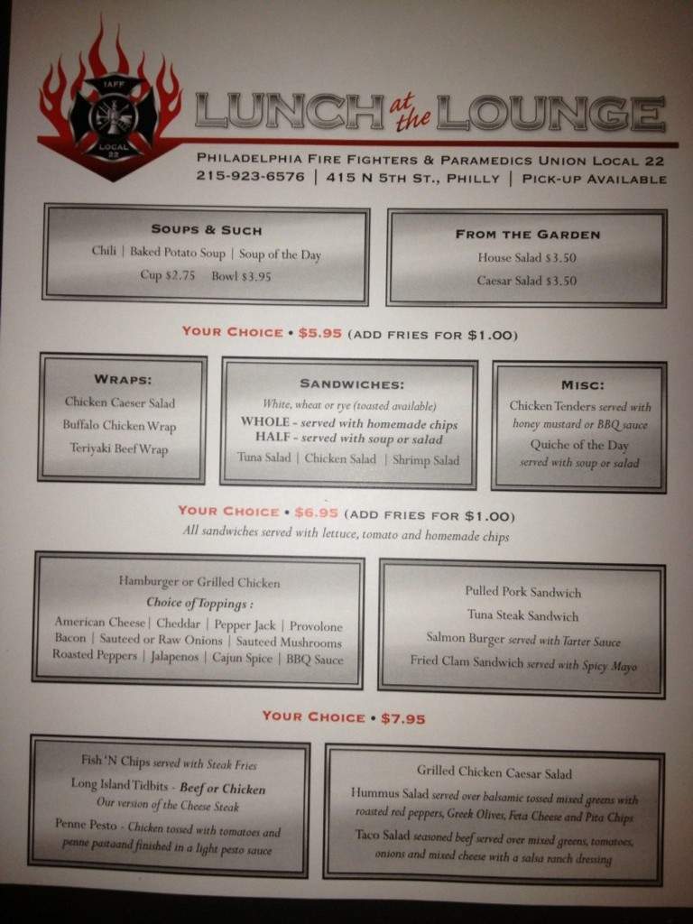 The Lounge at Local 22 - Philadelphia, PA menu_pic