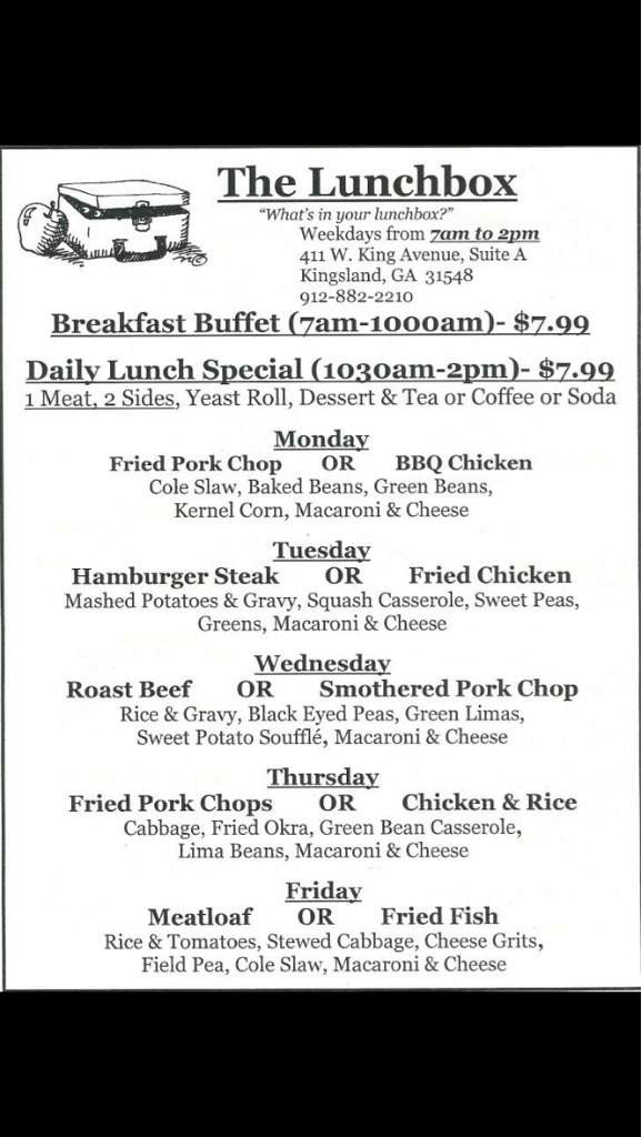 The Lunchbox - St Marys, GA menu_pic
