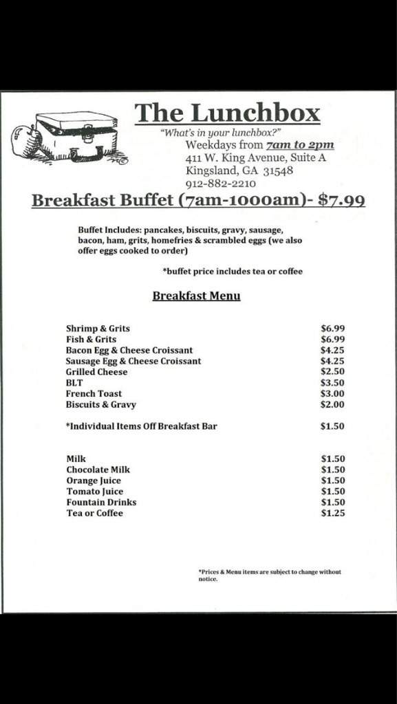 The Lunchbox - St Marys, GA menu_pic