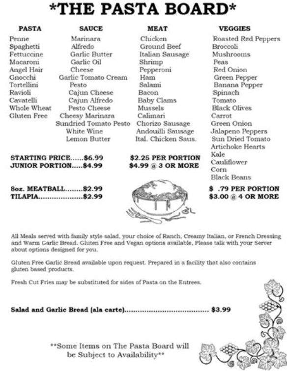 Online Menu Of The Pasta House Garrettsville Oh