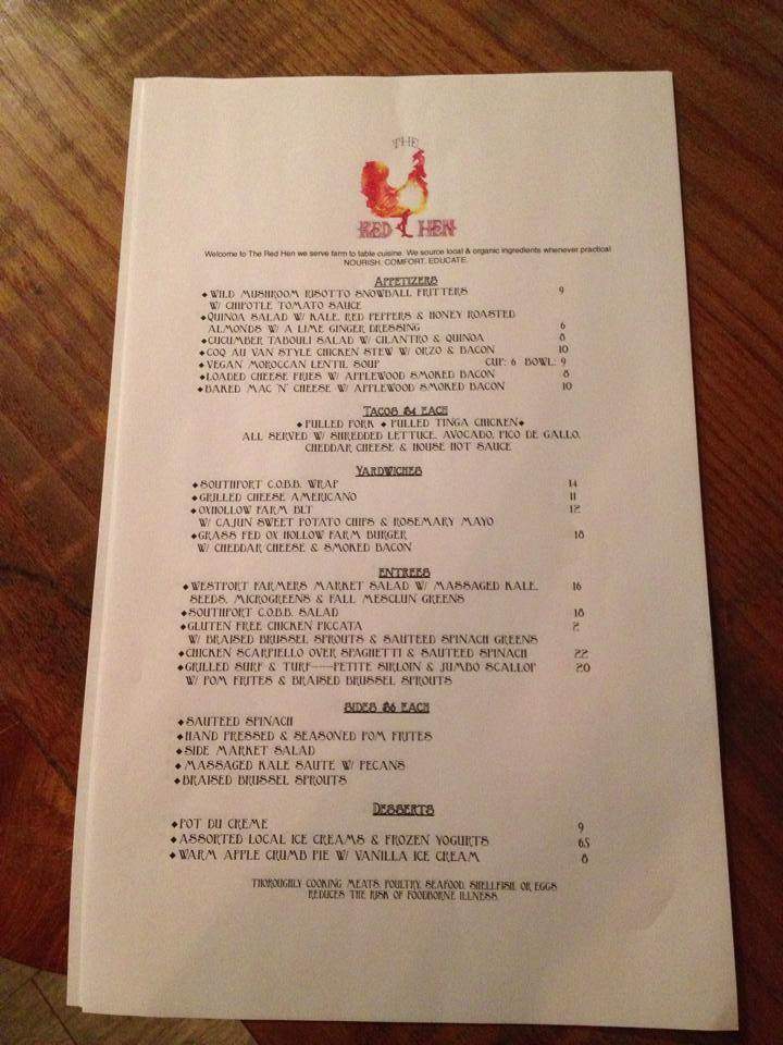 The Red Hen - Westport, CT menu_pic