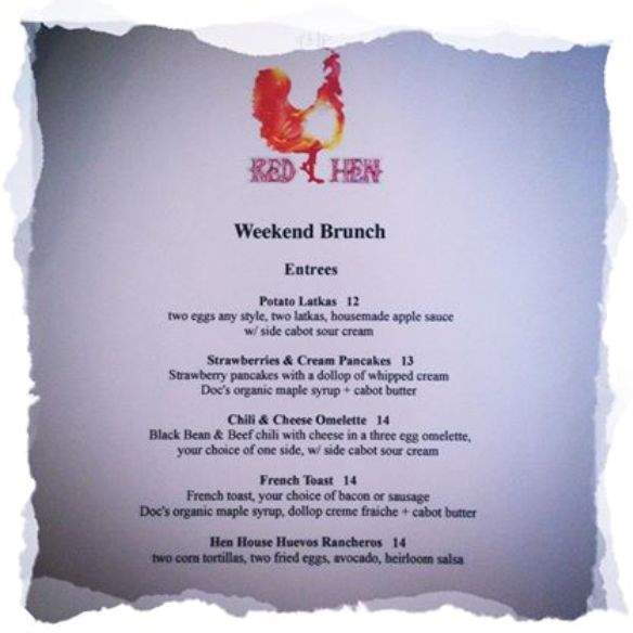 The Red Hen - Westport, CT menu_pic