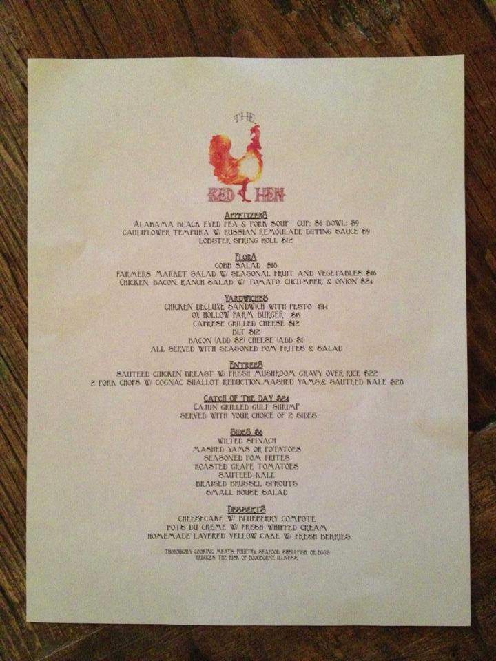 The Red Hen - Westport, CT menu_pic