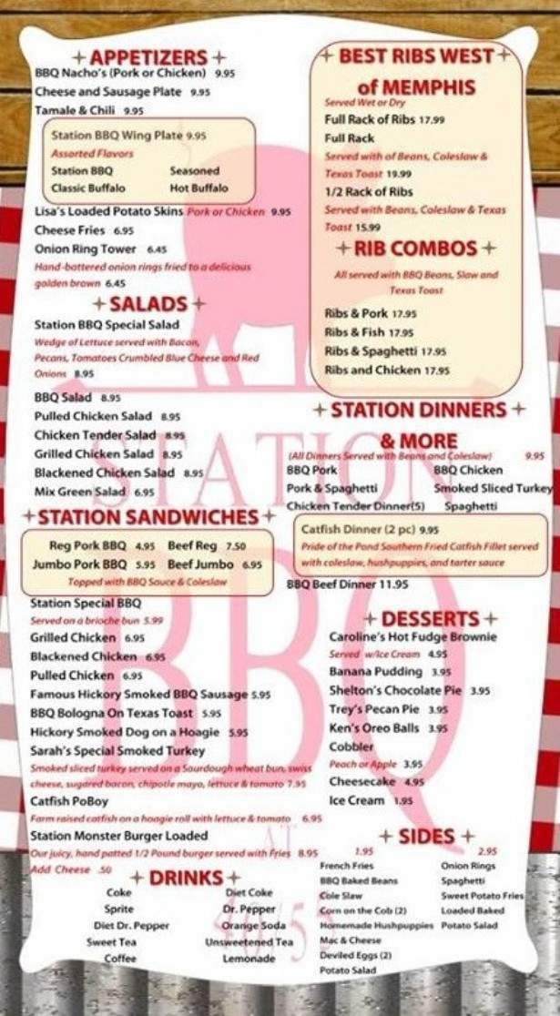 The Station BBQ - West Memphis, AR menu_pic