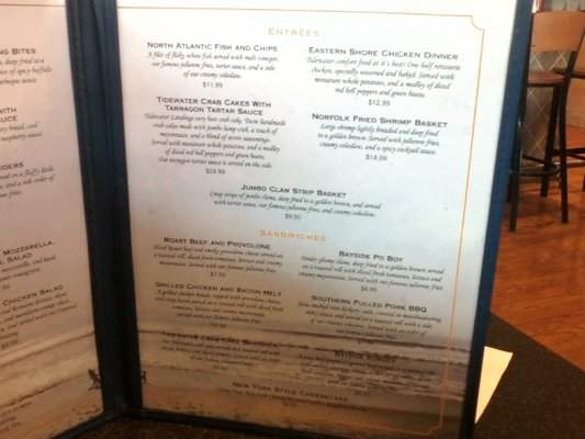Tidewater Landing - Arlington, VA menu_pic