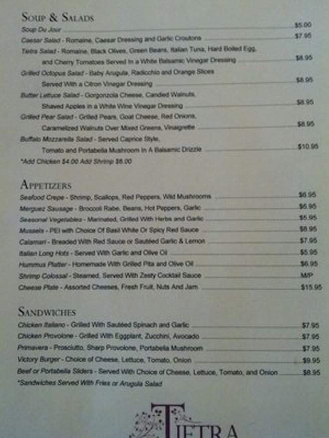 Tietra - Philadelphia, PA menu_pic