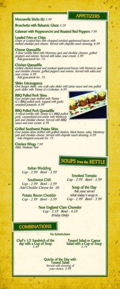 Timmy G's - Penn Yan, NY menu_pic