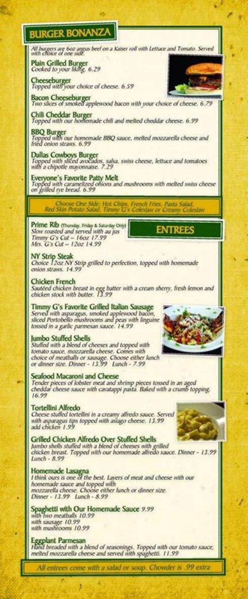 Timmy G's - Penn Yan, NY menu_pic