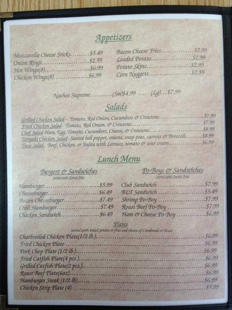 Tina's Family Restaurant - Columbia, MS menu_pic