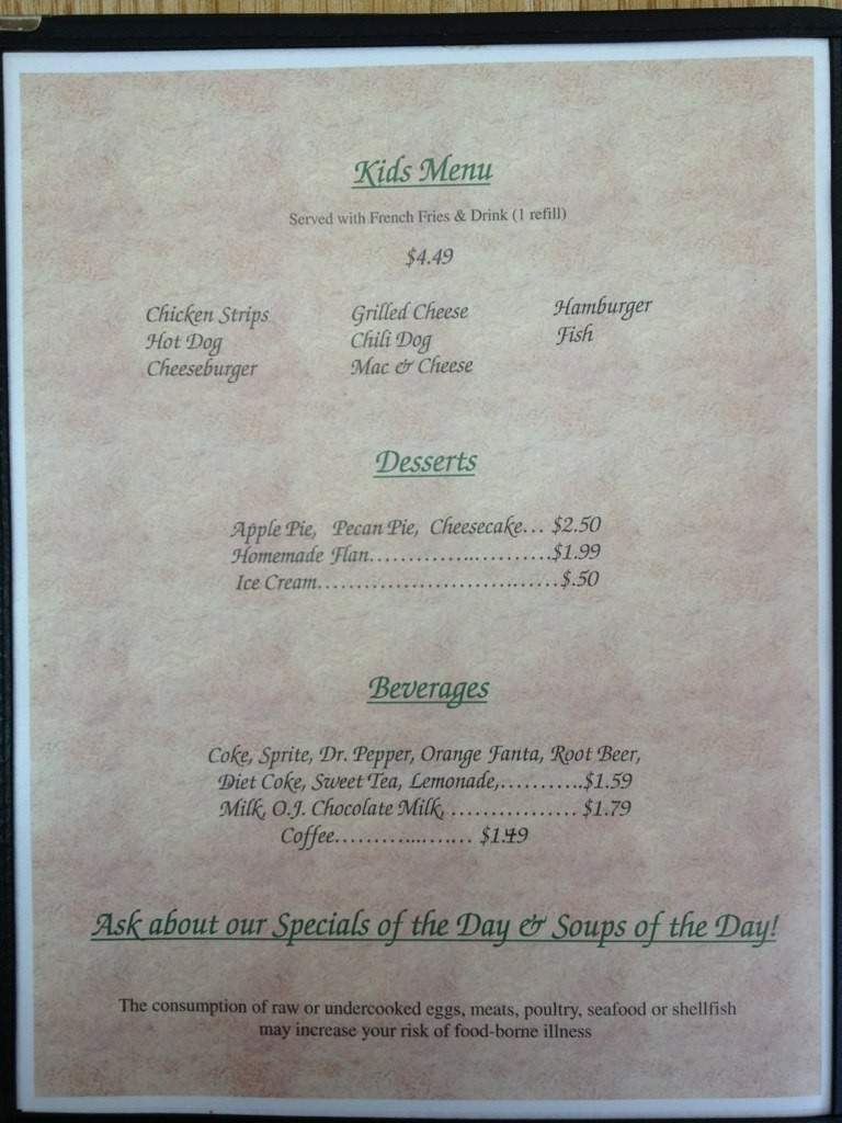 Tina's Family Restaurant - Columbia, MS menu_pic